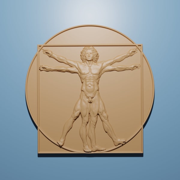 Da Vinci Man Relief Design STL File for CNC Router Engraver, Artcam and Aspire Compatible, Ideal for Wood Art and Wall Decor