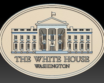 White House Relief Design STL: CNC Router Engraver, Artcam, Aspire - Wood Art Wall Decor CNC Files - Instant Digital Download