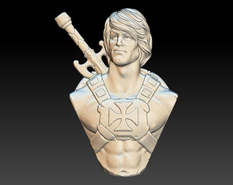 He-Man Master of the Universe STL File - High Detail CNC Relief for Wood Carving, Compatible with Artcam & Aspire