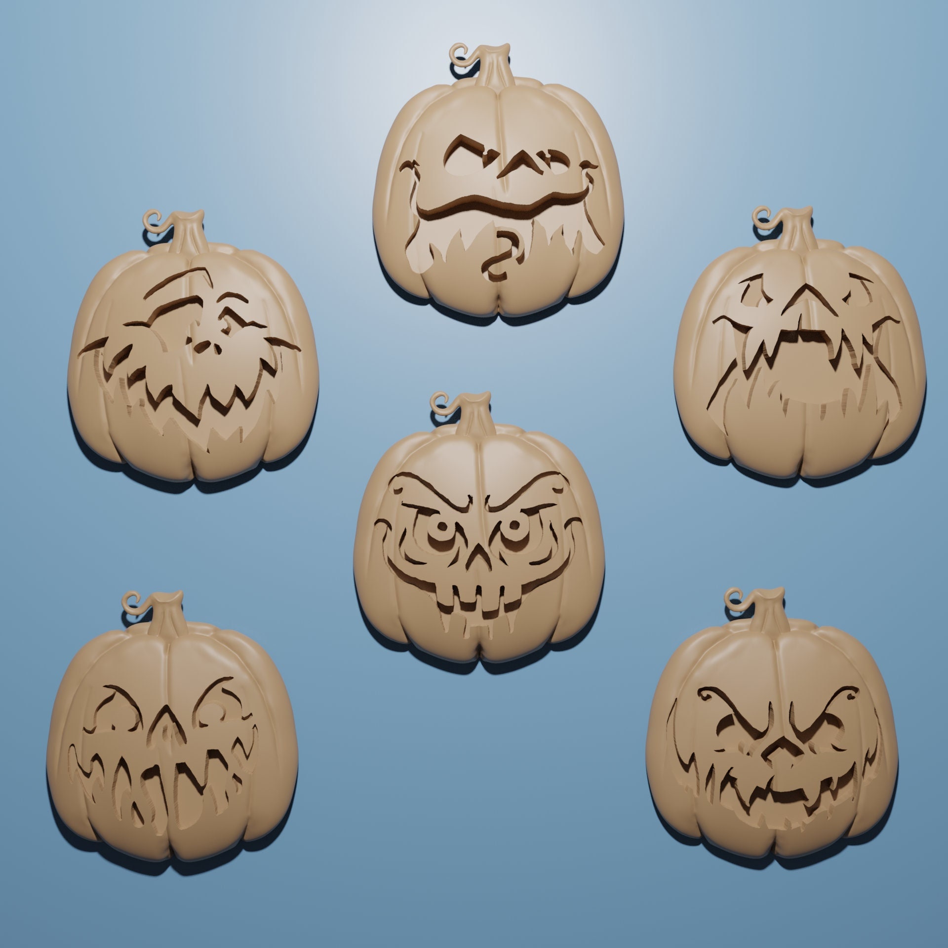 5piece Pumpkin Relief STL Files CNC Router Engraver Wooden Wall Decor