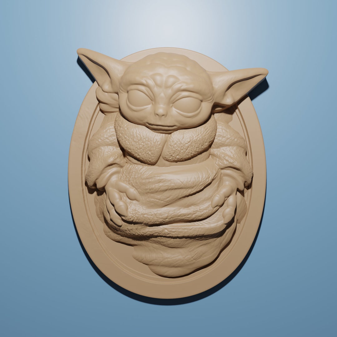 Baby Yodainspired 3D STL File for CNC Carving Perfect for Artcam, Aspire, Vcarve Woodworking