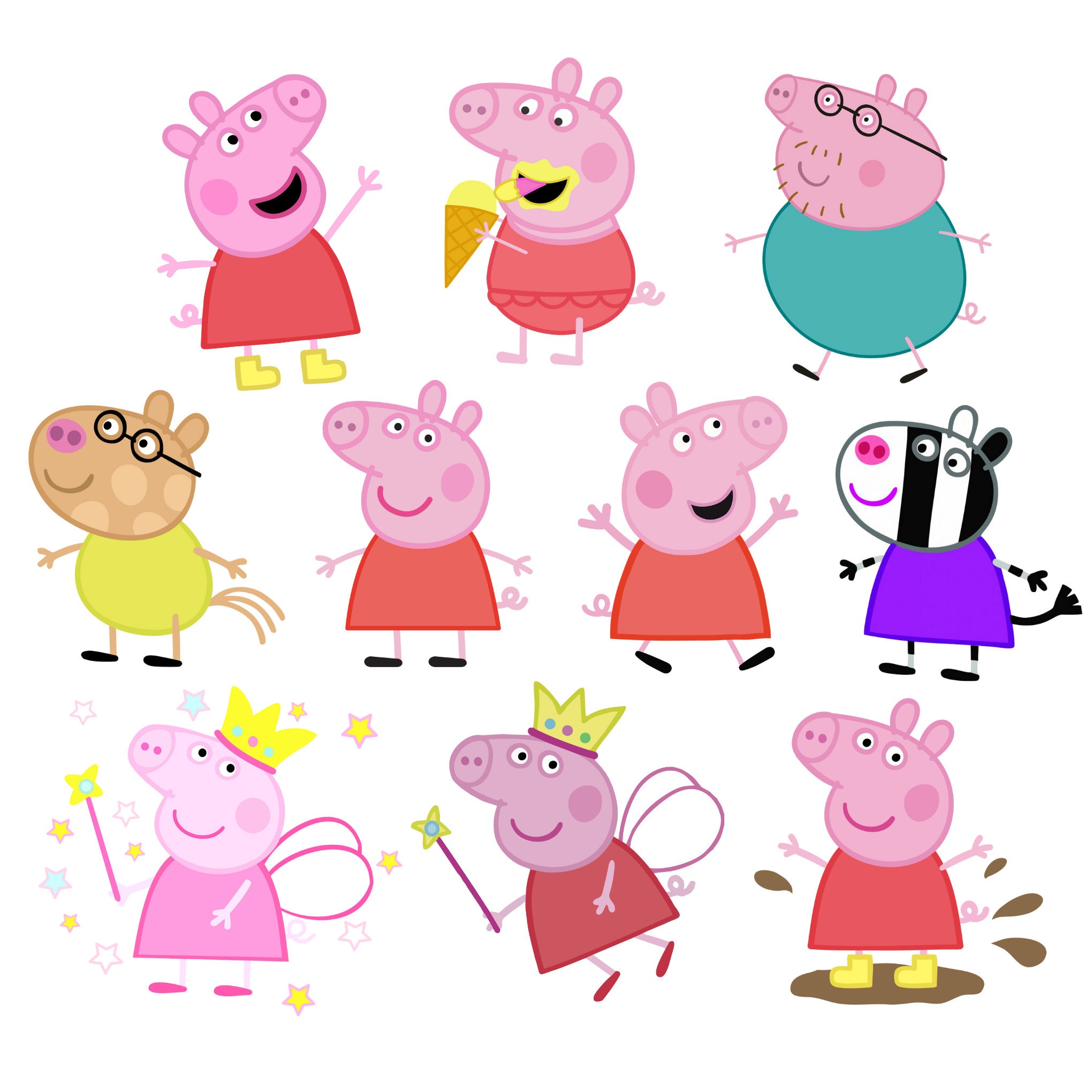 Peppa pig png bundle peppa pig clipart transparent etsy uk
