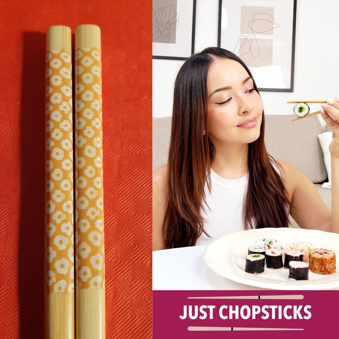 Yellow Poppy Pair of Beautiful Bamboo Chopsticks in Etsy UK