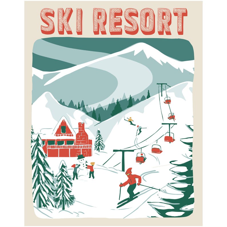 Digital Download 11x14 Vintage Ski Resort Poster - Etsy