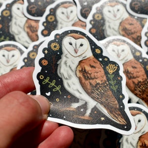 Barn Owl Vinyl Sticker | Matte, Textured + Waterproof Illustrated Sticker