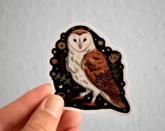 Barn Owl Vinyl Sticker • Matte, Textured Weatherproof, and Waterproof Illustrated Sticker