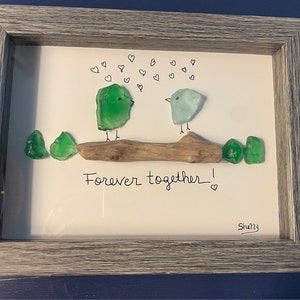Forever Together / Anniversary / Sea Glass Art / Family / Marriage / Birds of a Feather / Newlyweds / Engagement / Love / Wedding / Couples
