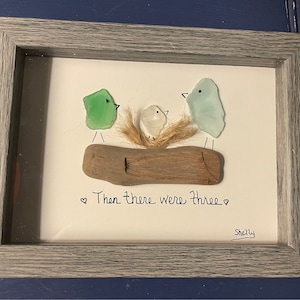 New Parents / Seaglass Art / New Baby / Welcome to the Family / Baby Shower / Custom Art / Newborn / Driftwood Art / Expecting / First Baby