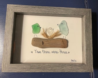 New Parents / Seaglass Art / New Baby / Welcome to the Family / Baby Shower / Custom Art / Newborn / Driftwood Art / Expecting / First Baby