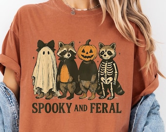 Camiseta de mapache de Halloween de Comfort Colors: Camiseta de temporada espeluznante
