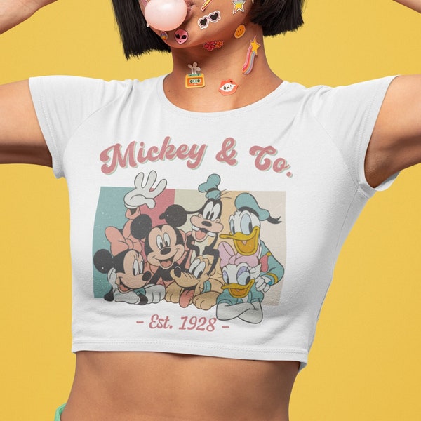 Retro Mickey & Co 1928 Crop Top, Mickey And Co Crop Shirt, Disneyworld Crop T-Shirt, Disney Family Trip Shirt, Mickey Crop tee