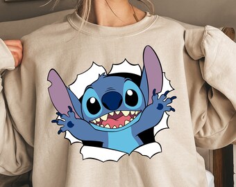 Sweat-shirt Stitch, T-shirt Disney Stitch, Pull Stitch Disneyworld, Chemises de vacances Disney, Sweat à capuche Ohana Means Family, Sweat à capuche Stitch