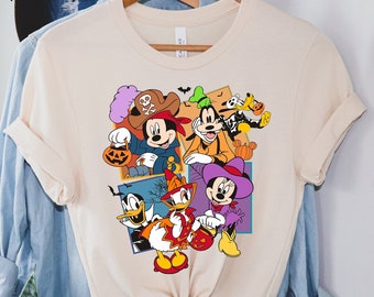 Camisa de Halloween de Disney vintage, camisa de Halloween de Mickey y sus amigos, fiesta de Halloween no tan aterradora de Mickey, camisa a juego de la familia Disney