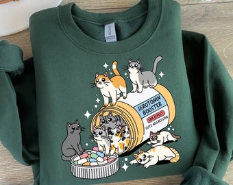 Antidepressivum Katze Sweatshirt, Katzenmutter Pullover, lustiges Katzen-Shirt, Katzenliebhaber Geschenk, Therapeut Shirt, Katzenbesitzer Geschenk, Mentale Gesundheit Matter Shirt