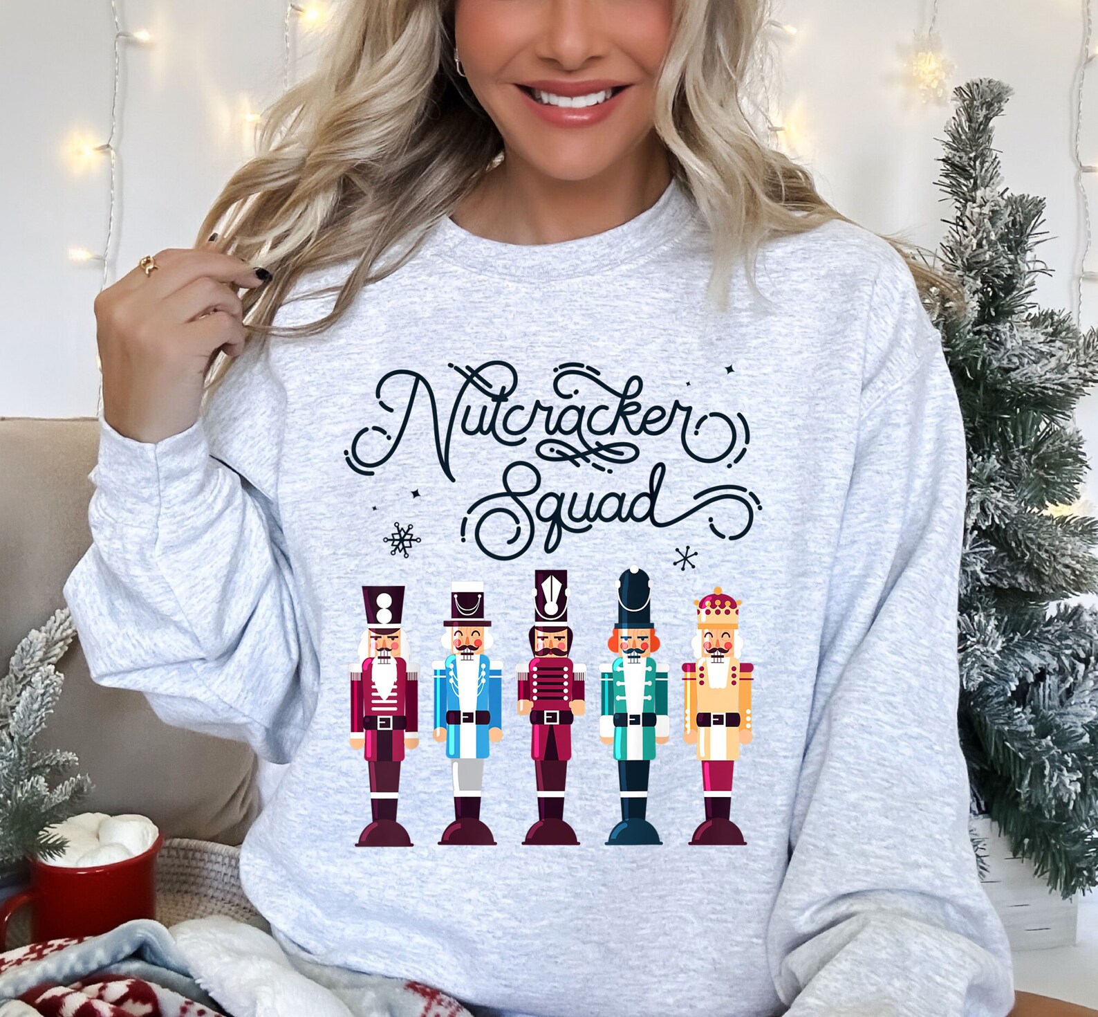 Christmas Sequin Nutcracker-man Graphic Varsity Striped Sleeve Sweatshirt Dress