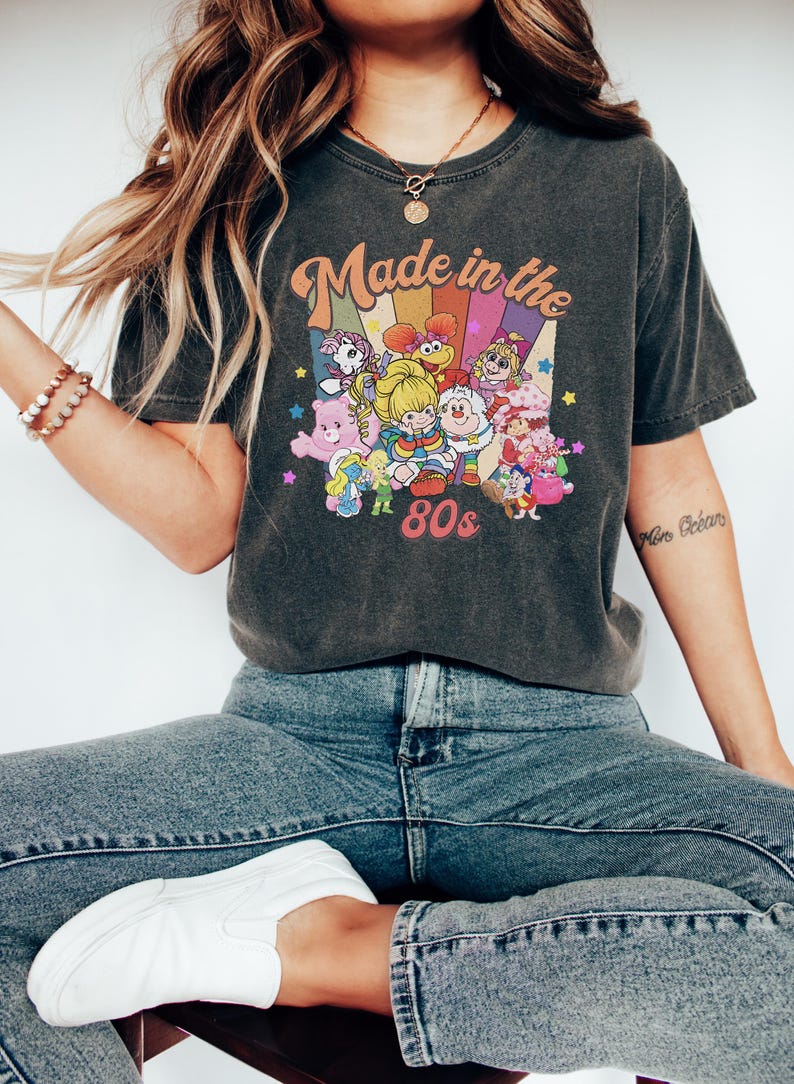 Cartoon Friends Nostalgia Shirt, Made in the 80s Shirt, 80s Y2K Tee, 80s Party Rainbow T-shirt, Vintage 1980 Tee, Birthday Gift For Her image 1