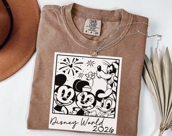 Chemise vacances en famille Comfort Colors® Disney 2026, Mickey Disneyworld et ses amis, T-shirt assorti Disney, chemises Famille Disney 2026