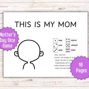 Moederdag dobbelspel, afdrukbare moeder tekenen, mama's day-spellen, familie-moederspel, kinderdagverblijf, kleuterschool, zondagsschool, moederspellen basisschool