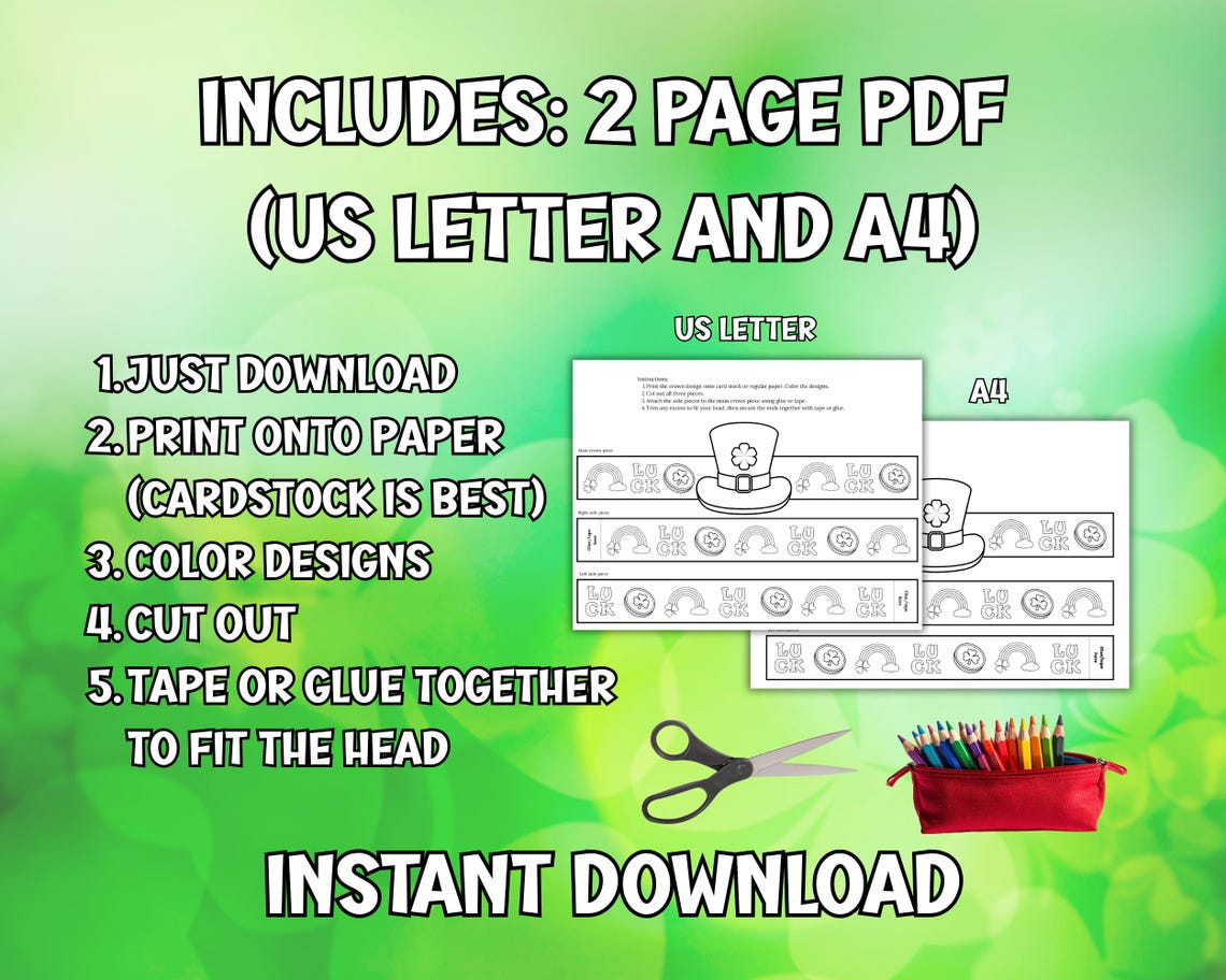 Leprechaun Hat Craft Kit, St. Patrick's Day Coloring, Activity Kit, St ...