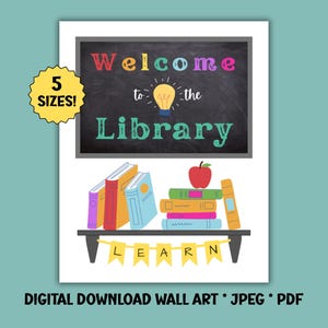 Welcome To The Library Sign, School Library Sign, Class Library Decor, Library Poster, Back to School Sign, Librarian Sign, Library Wall Art