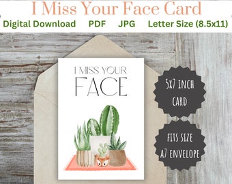 I Miss Your Face Card, I Miss You Card, Long Distance Card, Greeting Card