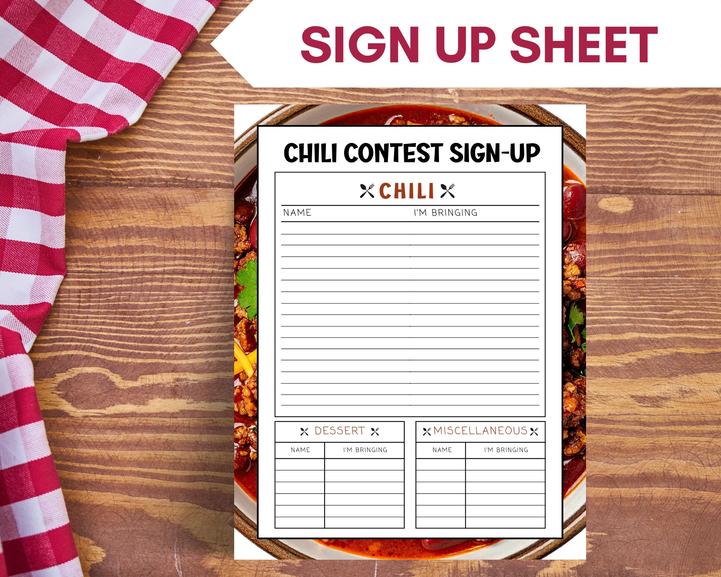 Chili Cook off Kit, Chili Cook off Ballot,chili Contest Kit, Chili ...