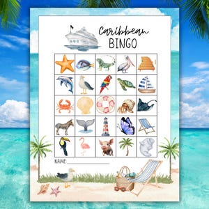 Caribbean Cruise Nature Bingo, Cruise Printable, Cruise Ship Games, Eastern Caribbean, Cruise Bingo Cards for Kids and Adults