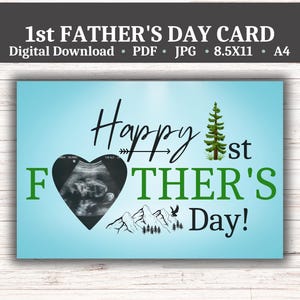 Biglietto di auguri per la prima festa del papà, lavoretto per mamme incinte, biglietto di auguri stampabile per papà all'aria aperta, biglietto per neopapà, regalo da parte della moglie, biglietto di auguri per ecografia