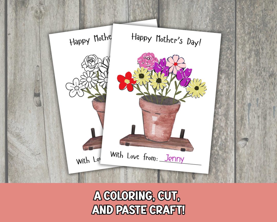 Flower Cut and Paste Craft Printable, Mothers Day Flower Bouquet ...