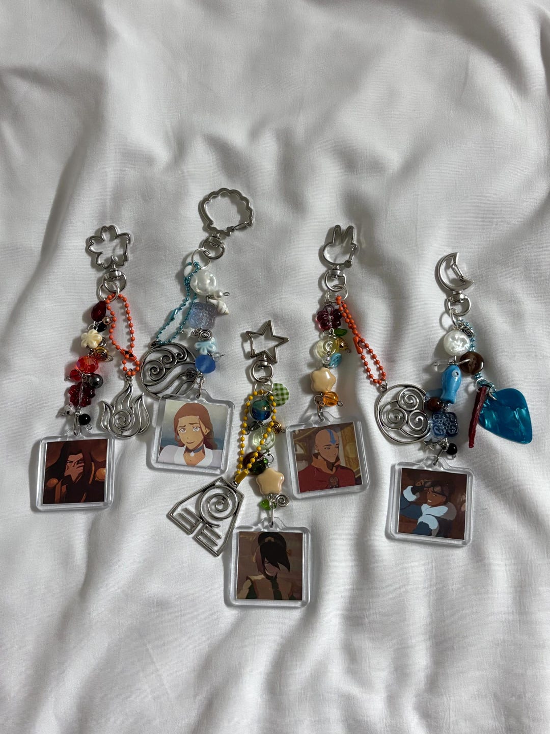 ATLA Inspired Trinket Beaded Keychain, Kawaii, Accessory, Fire, Water ...