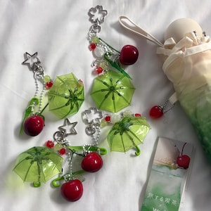 Japanische Melone Soda Umbrella Perlen Schmuck Schlüsselanhänger: Kawaii, ästhetisch, Melone, Kirsche, Sahne Soda