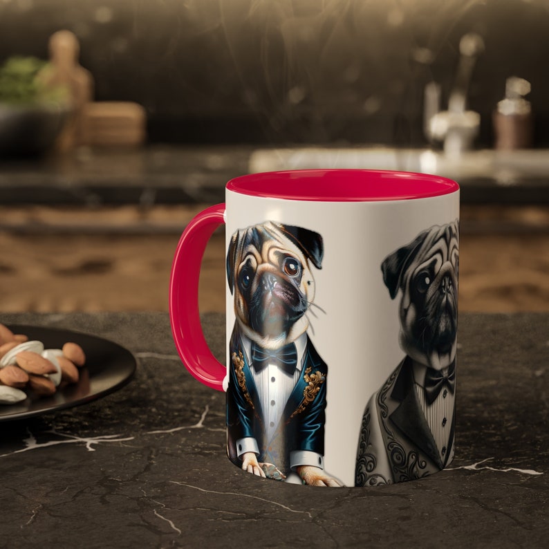 Einzigartige 11 Unzen zweifarbige Mops Tuxedo Tasse - Stilvolle Keramik-Kaffeetasse mit Bunten Akzenten, Komfortablem C-Griff, Blei- und BPA-frei - Perfektes Geschenk Bild 10