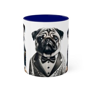 Einzigartige 11 Unzen zweifarbige Mops Tuxedo Tasse - Stilvolle Keramik-Kaffeetasse mit Bunten Akzenten, Komfortablem C-Griff, Blei- und BPA-frei - Perfektes Geschenk Bild 2