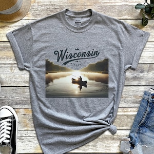 Wisconsin Fishing Shirt | Fisherman Tee | Nature Lover Gift for Him, Lake Life Tee, Great Gift for Outdoorsman, Unisex Heavy Cotton Tee