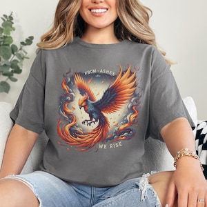 Fiery Phoenix Tshirt Phoenix Tee Firebird Shirt Mythical Bird Graphic T-Shirt Women&#39;s Gift Shirt Flame Phoenix fantasy Tshirt gift for him