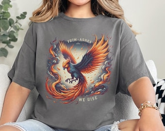 Fiery Phoenix Tshirt Phoenix Tee Firebird Shirt Mythical Bird Graphic T-Shirt Women's Gift Shirt Flame Phoenix fantasy Tshirt gift for him