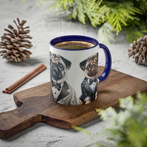 Einzigartige 11 Unzen zweifarbige Mops Tuxedo Tasse - Stilvolle Keramik-Kaffeetasse mit Bunten Akzenten, Komfortablem C-Griff, Blei- und BPA-frei - Perfektes Geschenk Bild 6