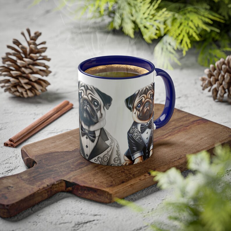 Einzigartige 11 Unzen zweifarbige Mops Tuxedo Tasse - Stilvolle Keramik-Kaffeetasse mit Bunten Akzenten, Komfortablem C-Griff, Blei- und BPA-frei - Perfektes Geschenk Bild 6