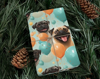 Mops Geschenkpapier, Mops Geschenkpapier Blatt Mops Geburtstag Geschenkpapier, Mops Gesicht Geschenkpapier Blätter, Mops Liebhaber Geschenk