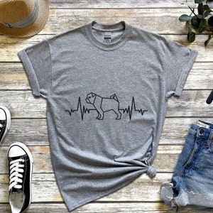 Pug Heartbeat Tee Pug Mom Tshirt Pug Dad T-shirt Pug Love Shirt Dog Tshirt Dogs Tee Pug Parent Shirt Pug-tastic Clothes Pet Shirt Pug Gift