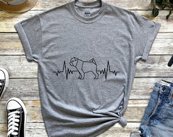 Pug Heartbeat Tee Pug Mom Tshirt Pug Dad T-shirt Pug Love Shirt Dog Tshirt Dogs Tee Pug Parent Shirt Pug-tastic Clothes Pet Shirt Pug Gift
