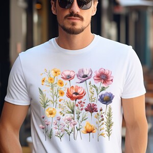 wildflower tshirt, Watercolor Wildflowers Tee, Flower Lover Gift Shirt,floral tshirt, Floral Gift Tee, Floral T-Shirt, Unisex Heavy Cotton