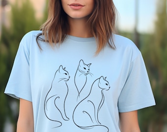 cat Tee three cat sketch tshirt cat mom shrt cat dad t shirt cat lover t-shirt cat present cat gift cat christmas cat birthday cat art shirt
