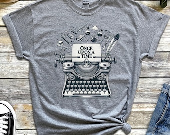 Once upon a time Typewriter Tshirt, Vintage-inspired, Storytelling Shirt, Literary Gift, 'Once upon a time' Tshirt, Unisex Heavy Cotton Tee