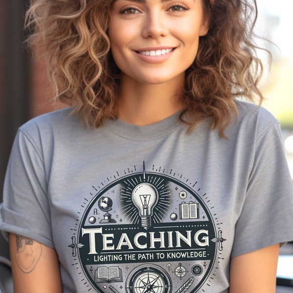 Teacher T-shirt, Lighting the Path to Knowledge Shirt, Education Tee, Inspirational Gift Shirt, Education Gift Tee, Unisex Heavy Cotton Tee