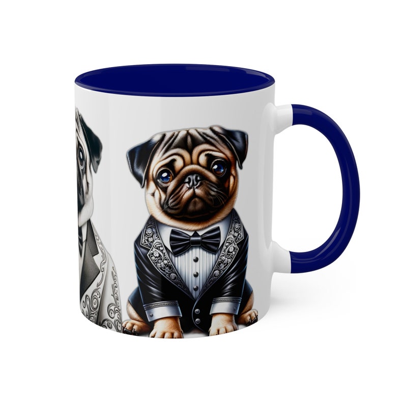Einzigartige 11 Unzen zweifarbige Mops Tuxedo Tasse - Stilvolle Keramik-Kaffeetasse mit Bunten Akzenten, Komfortablem C-Griff, Blei- und BPA-frei - Perfektes Geschenk Bild 5