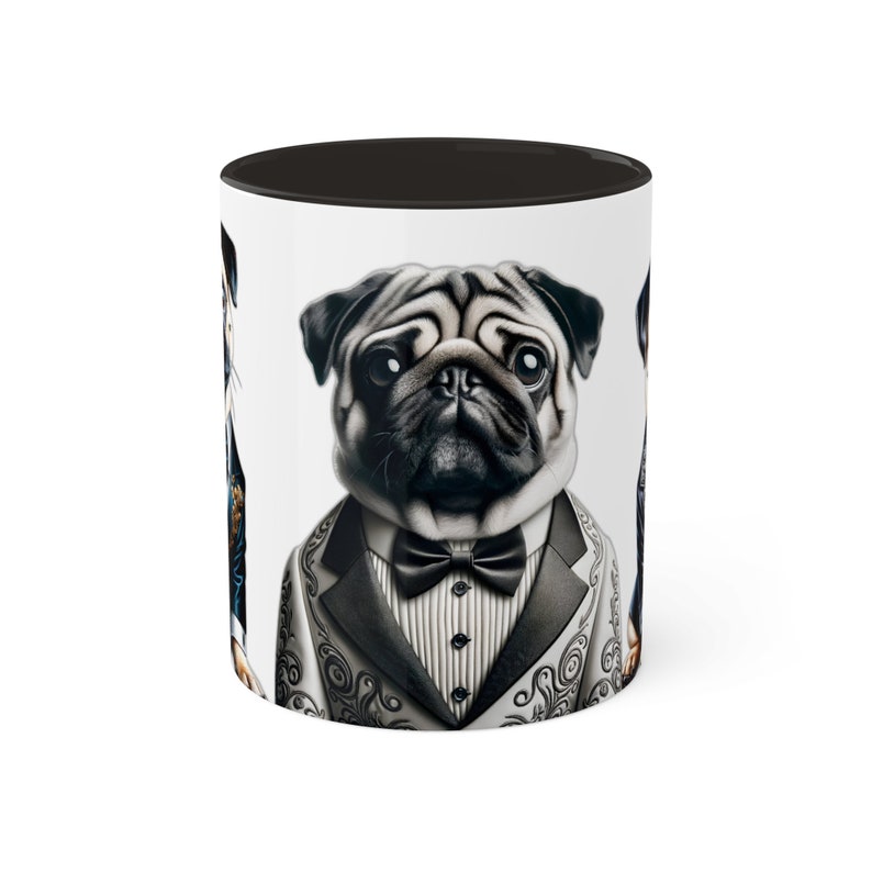 Einzigartige 11 Unzen zweifarbige Mops Tuxedo Tasse - Stilvolle Keramik-Kaffeetasse mit Bunten Akzenten, Komfortablem C-Griff, Blei- und BPA-frei - Perfektes Geschenk Bild 8
