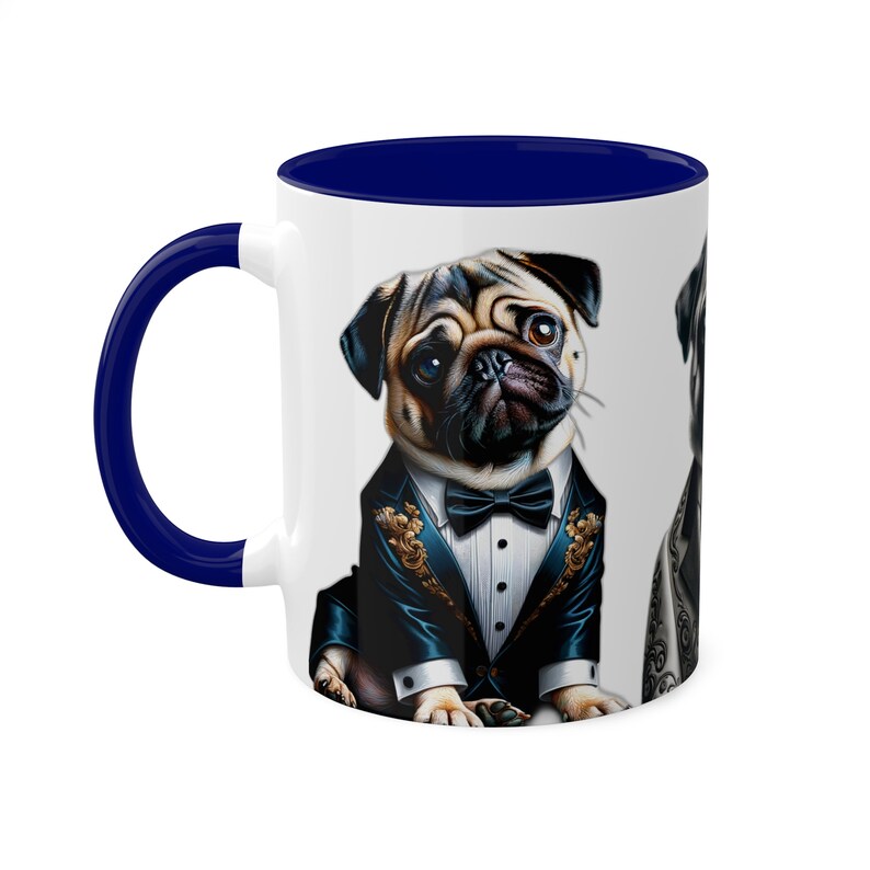 Einzigartige 11 Unzen zweifarbige Mops Tuxedo Tasse - Stilvolle Keramik-Kaffeetasse mit Bunten Akzenten, Komfortablem C-Griff, Blei- und BPA-frei - Perfektes Geschenk Bild 4