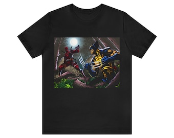 Deadpool VS Wolverine T-Shirt: Unisex Kurzarm Grafik-T-Shirt