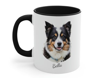Custom Pet Two-Tone Mugs | Custom Pet Art | Custom Pet Gift | Dog Gift | Holiday Gift | Coffee Lover | Pets | Birthday Gift | 11oz